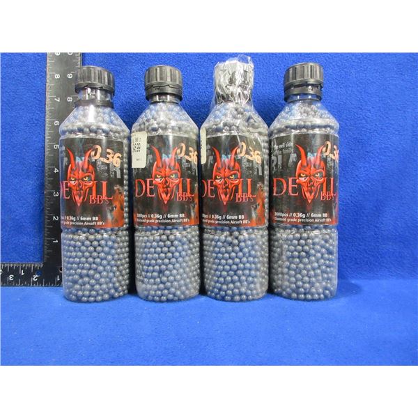 Blaster Devil Airsoft BB's - 0.36g/6mm BB - 4 Bottles of 3000