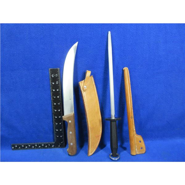 J.A. Henckells Butcher Knife and Frosts Sharpening Steel