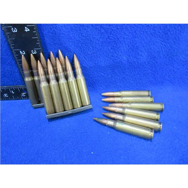 7.62X51 Military Cartridges - Bag of 17 + 2 Stripper Clips
