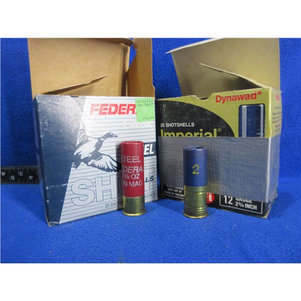 12 Ga. 2 3/4" 2 Shot Imperial and Federal Shotshells