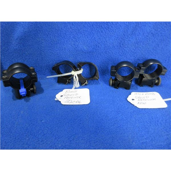3 Pairs of 1" Rings for 22 Cal. Grooved Receivers