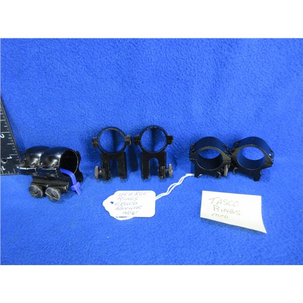 3 Pairs of 1" Scope Rings - High Rise, Tasco, Unknown