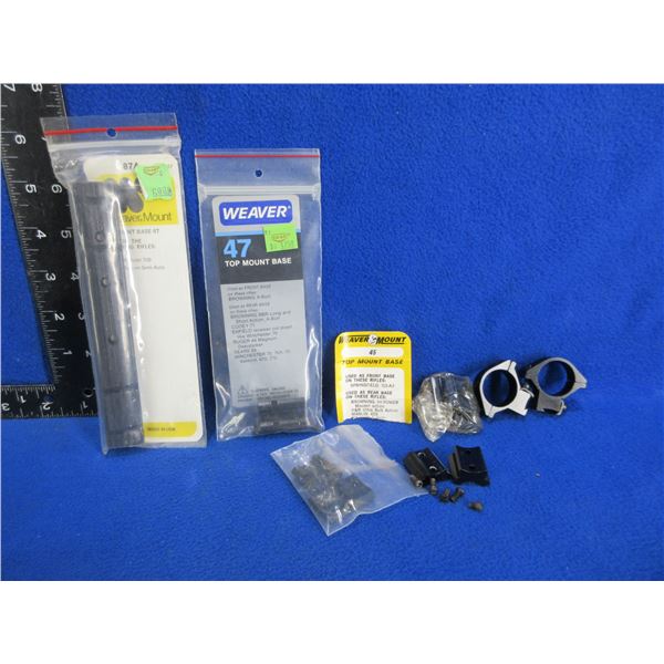 3 Weaver Scope Mounts and Pair of 1" Rings