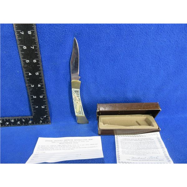 Commemorative Bald Eagle Folding Lock Blade Knife