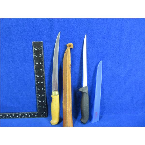 2 Fillet Knives with Sheaths - J. Marttiinni and Frosts Mora