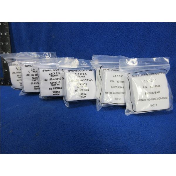 NEW - Cotton Swabs - 2.5" x 2.5" - 6 Packs of 50