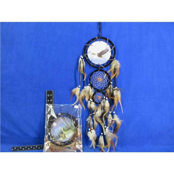 NEW - 2 Dream Catchers - Wolves and Bald Eagle