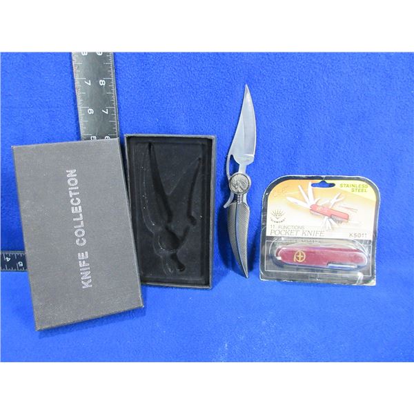 Folding Blade Lock Knife and Swiss Style 11 Function Knife