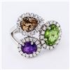 Image 3 : 3.80 ctw Multi-Color Sapphire and 0.56 ctw Diamond 18K White Gold Ring