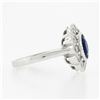 Image 6 : NEW Platinum 2.37 ctw GIA NO HEAT Oval Bezel Sapphire Diamond Milgrain Halo Ring