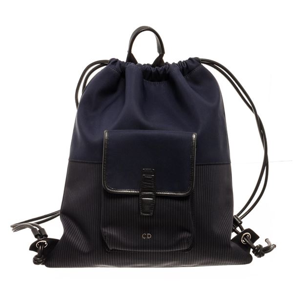 Christain Dior Blue Fabric Backpack