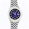 Image 2 : Rolex Mens Stainless Steel Blue Vignette 3 ctw Diamond Datejust Wristwatch