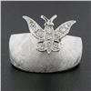 Image 2 : Vintage 14k Gold Florentine Finish Wide Band Ring w/ 0.13 ctw Diamond Butterfly