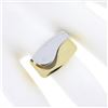 Image 3 : Vintage Swiss 18K Gold Ying Yang Ring w/ Engravable Rectangular & Textured Sides