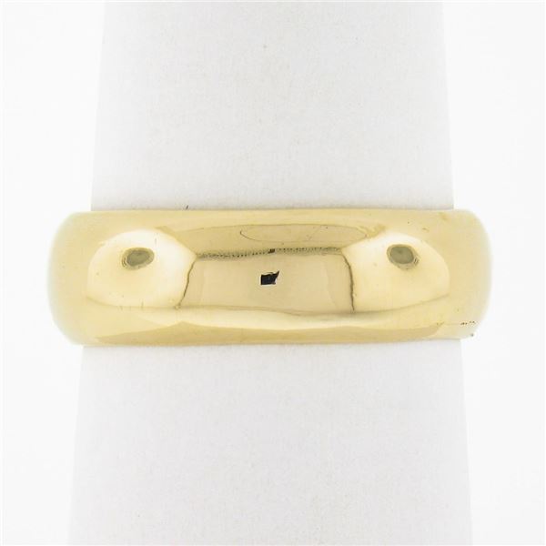 Unisex Classic 14K Gold 6mm Wide Plain Dome Polished Stackable Wedding Band Ring