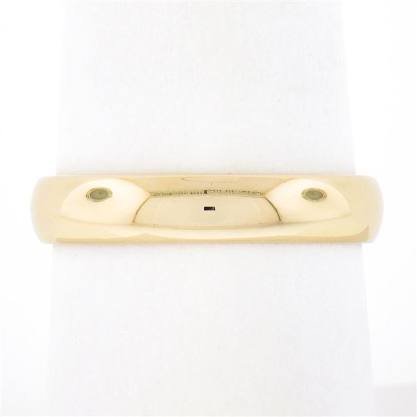 Unisex Classy 14K Yellow Gold 4mm Plain Domed Polished Stack Wedding Band Ring