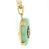 Image 4 : Vintage 14K Gold Round Light Green Jade w/ Chinese Symbol Medallion Disc Pendant