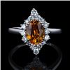 Image 1 : 1.75 ctw Yellow-Orange Sapphire and 0.51 ctw Diamond Platinum Ring (GIA CERTIFIE