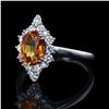Image 2 : 1.75 ctw Yellow-Orange Sapphire and 0.51 ctw Diamond Platinum Ring (GIA CERTIFIE