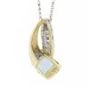 Image 4 : Petite 10K TT Gold Channel Blue Topaz Diamond Polished Overlap Pendant Necklace