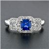 Image 3 : 18K White Gold 1.70 ctw AGL Emerald Step Cut Royal Blue Sapphire & Diamond Ring
