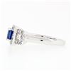Image 7 : 18K White Gold 1.70 ctw AGL Emerald Step Cut Royal Blue Sapphire & Diamond Ring