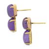 Image 4 : Vintage 14K Yellow Gold Round & Oval Cabochon Cut Amethyst Drop Dangle Earrings