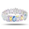Image 1 : 44.89 ctw UNHEATED MultiColor Sapphire and 2.59 ctw Diamond Platinum Bracelet (G