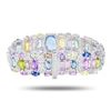 Image 3 : 44.89 ctw UNHEATED MultiColor Sapphire and 2.59 ctw Diamond Platinum Bracelet (G