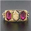 Image 2 : Antique Victorian 18K Rosy Yellow Gold Lozenge Kite Red Stone Signet Band Ring