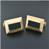 Image 6 : Large Vintage 14k Yellow Gold Flat Rectangular Black Onyx Florentine Cuff Links