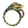 Image 9 : Vintage 18k Yellow Gold Multicolor Enamel Detailed Textured Snake Wrap Ring