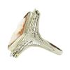 Image 5 : Antique Art Deco 14K White Gold Lozenge Shape Carved Shell Cameo Filigree Ring