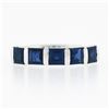 Image 4 : Platinum 1.75 ctw Square Step Cut Blue Sapphire Bar Channel Set 5 Stone Band Rin