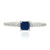 Image 5 : NEW 14K White Gold 0.59 ctw Square Step Cut Sapphire Solitaire & Diamond Ring