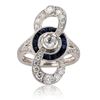 Image 1 : 0.29 ctw Diamond and 0.88 ctw Blue Sapphire Platinum Ring (1.17 ctw Diamonds)