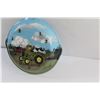 Image 2 : Folk Art Painted John Deere Cast Iron Pan Wall Clock - As Is