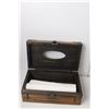 Image 4 : Wooden Facial Tissue Box Case, Pair of Wooden Candlestick Holders 15" Tall, (2) Candles