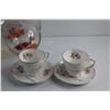 Image 2 : Amber Glass Candy Dish, Glass Pitcher and Silver Wedding Anniversary "Duchess" Gillian Tea Cups with