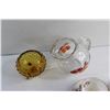 Image 5 : Amber Glass Candy Dish, Glass Pitcher and Silver Wedding Anniversary "Duchess" Gillian Tea Cups with