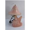 Image 2 : Vintage Pink Glass "Harpist" Figural  Lamp - As Is