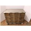 Image 1 : * Modern Curved Three Drawer Dresser - 39.5" x 20" x 32.5 Tall - Some Wear