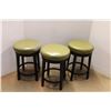 Image 1 : * (3) Green Upholstered Swivel Stools - 25" x 17" - Some Wear