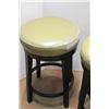 Image 2 : * (3) Green Upholstered Swivel Stools - 25" x 17" - Some Wear