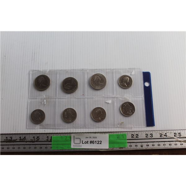 (8) 1974, 1979, 1985. 1999 & 2002 Canadian Coins