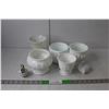 Image 1 : (5) Milk Glass Floral Vases, Avon Lotion & Perfume Holders