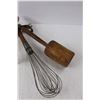 Image 2 : (5) Vintage Kitchen Items- Whisk, Potato Masher, Ladle, Spatula, Meat Tenderizer