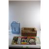Image 1 : (3) Wicker Baskets, Water Dispenser and Magazines - Guns & Ammo, Movie Life and True Love