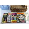 Image 4 : (3) Wicker Baskets, Water Dispenser and Magazines - Guns & Ammo, Movie Life and True Love