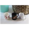 Image 2 : *Large Wicker Basket, Plastic Bucket and (3) Ceramic Mugs